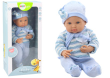 Beebinukk Lean Toys, sinise triibulise kampsuniga