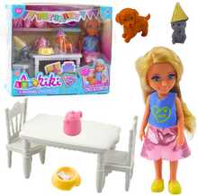 Nukkude ja loomade sünnipäevapeo komplekt Lean Toys aksessuaaridega