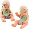 Beebinukk Lean Toys Baby Doll, 29 cm, roheline lilleline kleit peapaela ja lipsuga