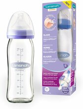 Toidupudel Lansinoh klaasist luti ja pudeliga, 240 ml