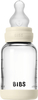 Toidupudel BIBS Glass Baby Bottle Round, silikoonist lutt, 120 ml, Ivory