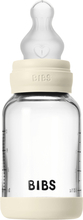 Toidupudel BIBS Glass Baby Bottle Round, silikoonist lutt, 120 ml, Ivory