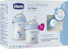 Toitmiskomplekt Chicco NaturalFeeling, 3-osaline, 0+ kuud, 250 ml, helesinine