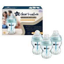 Pudelite komplekt Tommee Tippee Advanced Anti-Colic, 422746, 3 tk, 260 ml, läbipaistev/sinine