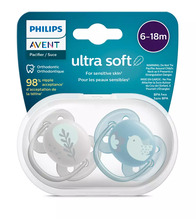 Lutt Philips Avent SCF091/15 Ultra Soft Deco, 6-18 kuud, sinine/hall, 2 tk