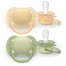 Lutt Philips Avent SCF091/45 Ultrasoft, 6-18 kuud, kollane/roheline, 2 tk