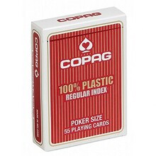 Kaardid Poker 100 prots. plastmass PKJ, punane, suur indeks 2 nurgas