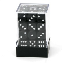 Täringute komplekt Chessex Opaque, 12mm, d6, must valgega