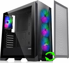 Arvutikorpus Evolveo Ptero Q2+, ATX, must, 4x ARGB ventilaatorit