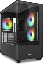 Arvutikorpus Sharkoon Elite Shark CM100, Tower, must, Tempered Glass x 2