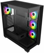 Arvutikorpus FSP M340-BA, Midi Tower, Tempered Glass, must