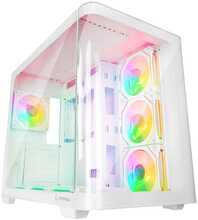 Arvutikorpus Rampage Loopy, akvaarium, 7 ventilaatorit, ARGB, Infinity Hub, valge