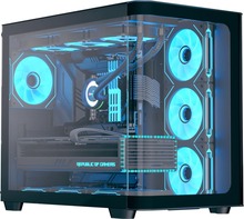 Arvutikorpus Aerocool P500C-G-BK-v1, Midi Tower, must, Tempered Glass x 3
