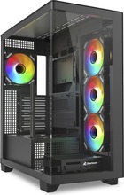 Arvutikorpus Sharkoon Elite Shark CA500, Tower, must, Tempered Glass x 2