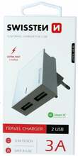Laadija Swissten, 2x USB-A, 3A, 15W, valge