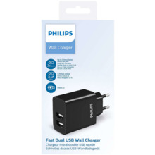 Seinalaadija Philips DLP2610/12, 15 W, 2xUSB, must