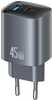 Seinalaadija Usams CC290 T66, 45W GaN, 1xUSB-A, 1xUSB-C, hõbe