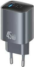 Seinalaadija Usams CC290 T66, 45W GaN, 1xUSB-A, 1xUSB-C, hõbe