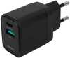 Seinalaadija Deltaco USBC-AC153, 1x USB-A 18 W, 1x USB-C PD 20 W, must