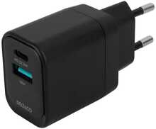 Seinalaadija Deltaco USBC-AC153, 1x USB-A 18 W, 1x USB-C PD 20 W, must