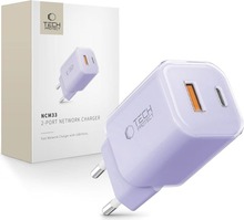 Seinalaadija Tech-Protect NCM33 PD 33W QC3.0 USB-C/USB-C, lilla