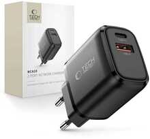 Seinalaadija Tech-Protect NCA20, PD 20W, QC3.0, USB-A, USB-C, must