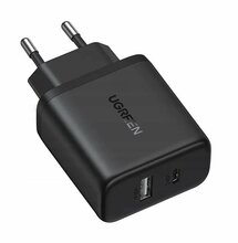 Seinalaadija Ugreen X227 20W GaN, 1x USB-A, 1x USB-C, must