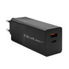 Laadija Qoltec 52382 GaN POWER PRO, 1xUSB Type C, 1xUSB A, 100W, must