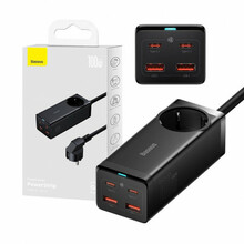 Seinalaadija Baseus GaN3 Pro, 2xUSB, 2xUSB-C, 100 W, must