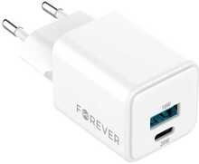 Seinalaadija Forever TC-08-20AC GaN PD QC, 20W, USB-C + USB, valge