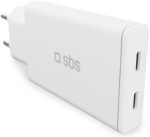 Seinalaadija SBS, 2xUSB-C, 67 W, valge