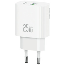 Seinalaadija USAMS CC315 T65, 25W, 1xUSB-C, 1xUSB-A, valge
