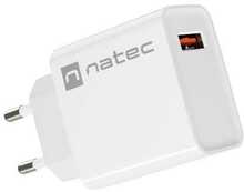Laadija Natec Ribera USB-A 18W, valge