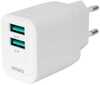 Seinalaadija Deltaco USB-AC200, 2x USB-A, 12 W, valge