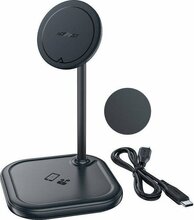 Juhtmevaba laadija Acefast E6, 2-in-1, 15 W, MagSafe, must/hall