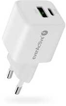 Laadija Everactive, 1xUSB, 1xUSB-C, 20W, valge