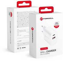 Seinalaadija Forcell TFK-TC-30WPD, 30 W, USB-C + USB, valge