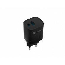Seinalaadija Natec RIBERA GAN, 1x USB-A, 1x USB-C, 30W, must