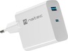 Toiteadapter Natec Ribera 1x USB-A + 1x USB-C 65W, valge
