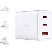 Seinalaadija D-Link DCP-651 GaN, 65 W, 2x USB-C, USB-A, valge