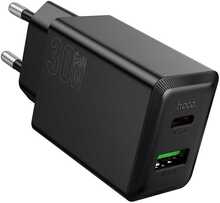 Laadija Hoco N71, USB A + USB C, QC3.0 PD AFC, 3A, 30W, must