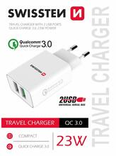 Reisilaadija Swissten Premium SW-T-23W-QC30-W, 2xUSB, 23W, valge