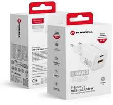 Reisilaadija Forcell F-Energy Mini GaN III VT-35C, 35 W, USB-C + USB-A, valge