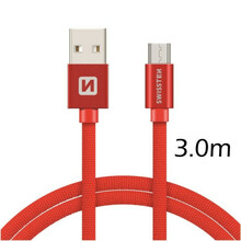 Kaabel Swissten Micro USB, 3 m, punane