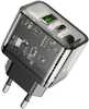 Seinalaadija Hoco N34, USB A + USB C, QC3.0 PD, 3A, 20W, läbipaistev