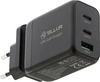 Seinalaadija Tellur GaN 65W, 3 porti, 2xUSB-C + USB-A, must