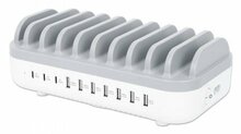 Laadimisjaam Manhattan 180856, 10 pordiga, 120W, valge/hall