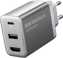 Võrgulaadija Vention FJAH0-EU USB(C+A)+HDMI GaN, 60W, hall