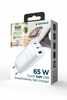 Laadija Gembird TA-UC-PDQC65-01-W 3 pordiga GaN USB PowerDelivery, 65 W, valge