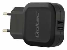 Laadija Qoltec 12W, 2xUSB, must